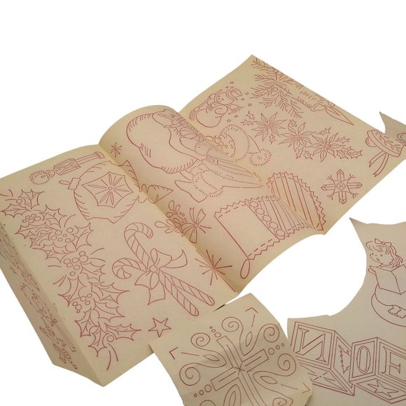 Vintage Happy Christmas Transfer Patterns, MCM Workbasket Iron On Transfers - Picture 2 of 4